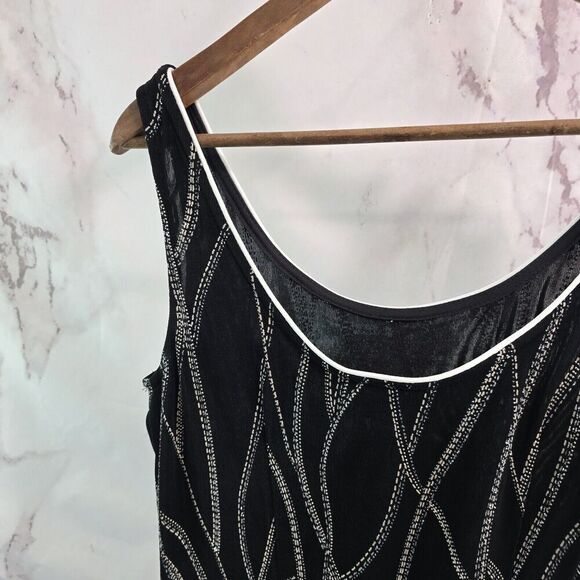 Alex Evenings Jacket Women Large Black Sparkle Shimmer Metallic Tank Set Two - Picture 10 of 16